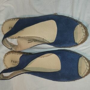 Blue suede leather Fabiolas sling back wedges sz 8/39